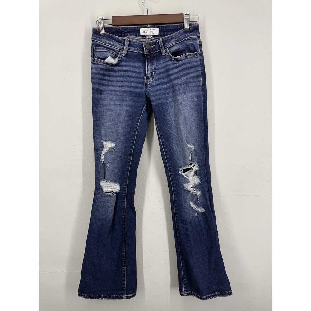BKE Jeans Slim Fit Flare Low Rise Stella Distressed Rear Pockets 26x32